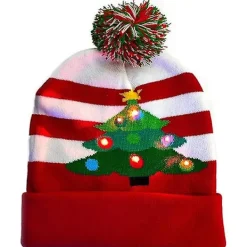 Led julmössa,,jul Led Stickad Light Up Mössa Unisex Vintermössa Tröja Cap> Huvudbonader