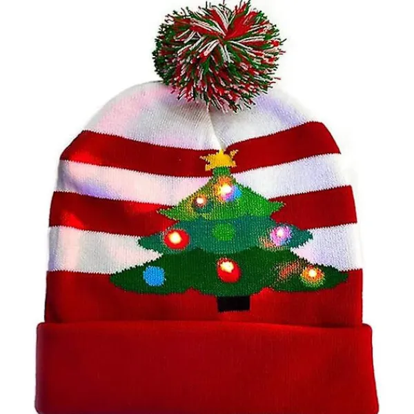 Led julmössa,,jul Led Stickad Light Up Mössa Unisex Vintermössa Tröja Cap> Huvudbonader
