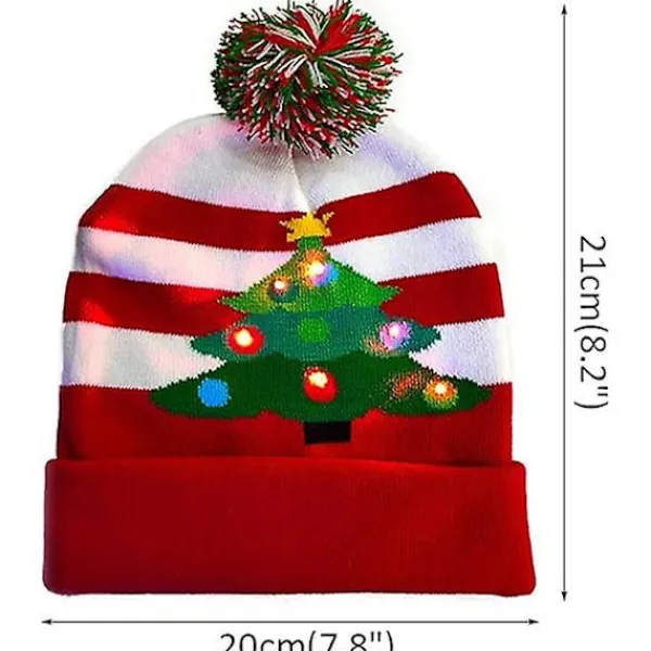 Led julmössa,,jul Led Stickad Light Up Mössa Unisex Vintermössa Tröja Cap> Huvudbonader
