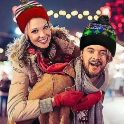 Led julmössa,,jul Led Stickad Light Up Mössa Unisex Vintermössa Tröja Cap><noscript><img width=