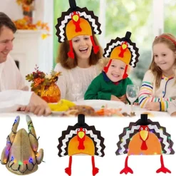 LED Kalkonhatt för Vuxna Barn Tecknad Plyschhatt Party Huvudbonad Thanksgiving Fotorekvisita Hatt Roliga Kostymtillbehör Open screen turkey h><noscript><img width=