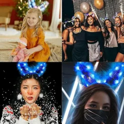 Led kaninöron pannband lysande fjäder pannband söt festival hårbåge fest hår accessoarer><noscript><img width=