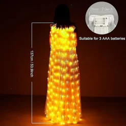 LED Luminous Stora Vingar Vuxen Varm Ljus Gyllene Vingar Fjärilskappa Barföreställning Fluorescerande Rekvisita, Halloween Dekoration Kläder><noscript><img width=