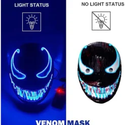 LED Mask Halloween, LED Halloween Mask, Purge Mask med 3 ljuslägen, Lysande Halloweenmask för män kvinnor barn Blå> Masker