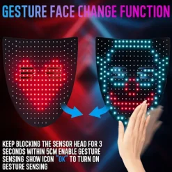 LED Mask Halloween-dräkt för barn och vuxna, ljusgeststyrd mask[YDE]><noscript><img width=