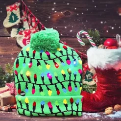 GIFT OF G LED Stickad Upplyst Julhatt Flerfärgad Vinter Julhatt> Huvudbonader