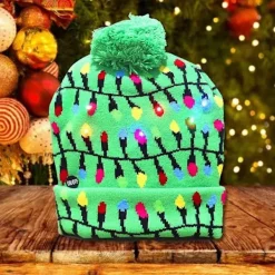 GIFT OF G LED Stickad Upplyst Julhatt Flerfärgad Vinter Julhatt><noscript><img width=