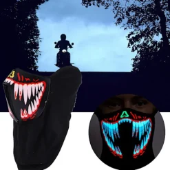 LED Stor Terror Mask Röstaktiverad Musikmask för Festival Party Dans Röd><noscript><img width=