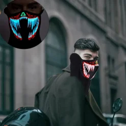 LED Stor Terror Mask Röstaktiverad Musikmask för Festival Party Dans Röd><noscript><img width=