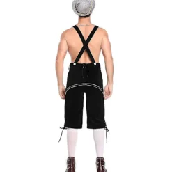 Lederhosen Vuxna - Äkta Läder Autentiska Tyska Lederhosen För Män, Oktoberfest Outfit Svart[YDE] {F3441} L><noscript><img width=