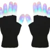 LED-handskar – Flerfärgade blinkande partyhandskar för Halloween & rave – Svart> Tillbehör