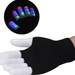 LED-handskar – Flerfärgade blinkande partyhandskar för Halloween & rave – Svart><noscript><img width=