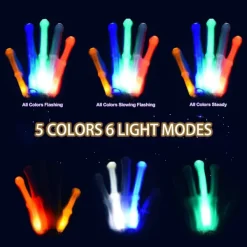 LED-handskar, lysande skeletthandskar med 5 färger och 6 lägen, blinkande, Halloween, jul, födelsedag, cosplay, festival, festgåva, bästa gåvorna för | Fyndiq><noscript><img width=