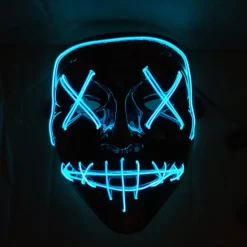 LED-ljusmask EL-tråd lyser upp The Purge-film kostym ljus P Blå onesize> Masker