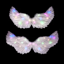 LED-lysande ängelvingar Halloween-fest Cosplay-kostymprylar med ljusslingor><noscript><img width=