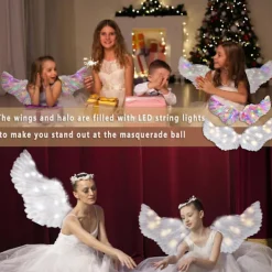 LED-lysande ängelvingar Halloween-fest Cosplay-kostymprylar med ljusslingor><noscript><img width=