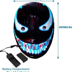 LED-mask för Halloween, Purge-mask med 3 ljuslägen, Ljus upp Halloween-mask för män, kvinnor och barn, blå><noscript><img width=