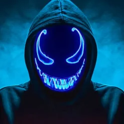 LED-mask för Halloween, Purge-mask med 3 ljuslägen, Ljus upp Halloween-mask för män, kvinnor och barn, blå> Masker