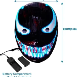 LED-mask för Halloween, Purge-mask med 3 ljuslägen, Ljus upp Halloween-mask för män, kvinnor och barn, blå><noscript><img width=