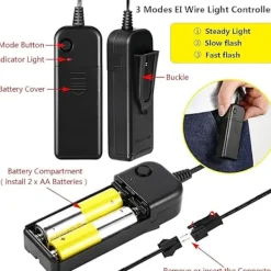 LED-skräckmask, Halloween-mask, rensning med 3x ljuseffekter, Con><noscript><img width=
