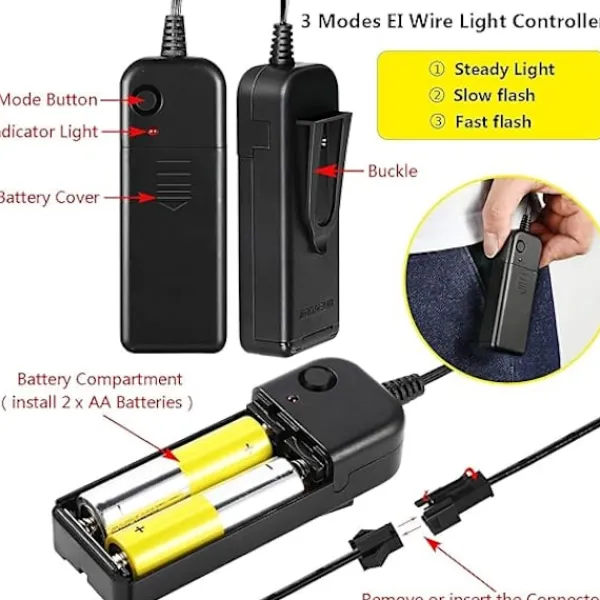 LED-skräckmask, Halloween-mask, rensning med 3x ljuseffekter, Con> Masker