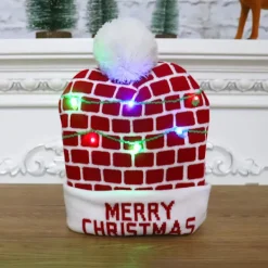 LED-upplyst mössa i stickad beanie, färgglad LED-julmössa> Huvudbonader