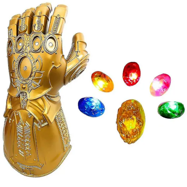 CX LED-upplyst Thanos Infinity Gauntlet för den elektroniska näven PVC-handskar med batterier (hs)> Tillbehör