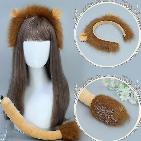 Lejonöron och svansset Karneval Djuröron Hårband Barn Lejonkostym Lejonöron Hårband Fest> Tillbehör