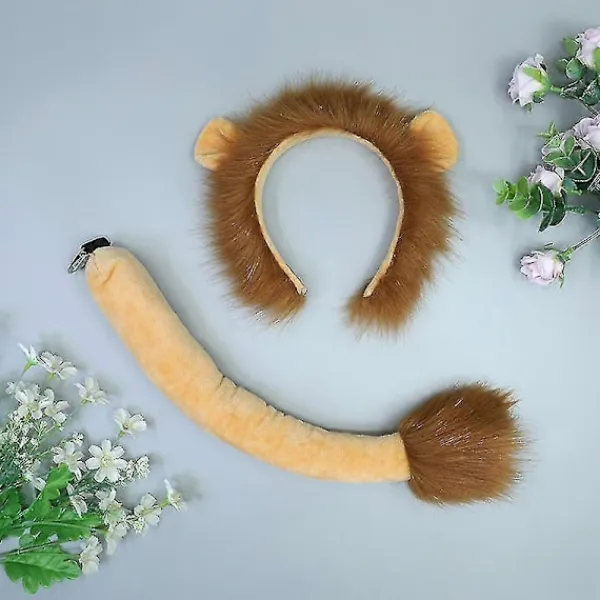 Lejonöron och svansset Karneval Djuröron Hårband Barn Lejonkostym Lejonöron Hårband Fest> Tillbehör