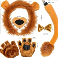 Bluedio Lejonöronpannband och svansset Halloween djur cosplay kostymtillbehör barn vuxen><noscript><img width=