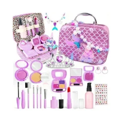 Leksakssminkset för flickor, sjöjungfruhandväska, leksakspresent, lämplig för flickleksaker 3-6 år, inte riktigt smink> Smink