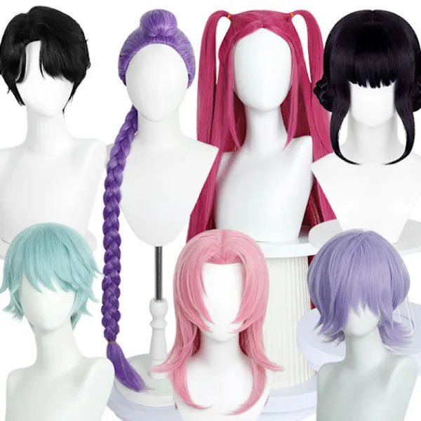 hhu Lila Rumi Anime Cosplay Peruk för K-pop Hunters Kostym & Konvent aldul Mysterious (hair-beating)> Peruker