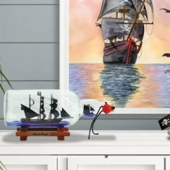 Liten svart pärla (12cm) Black Pearl Pirates Of The Caribbean Flaskskepp Glas Driftflaska Önskeflaska Kreativt hantverk Present Liten prydnad> Dräkter