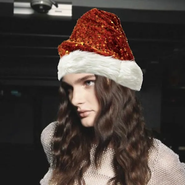 Ljusande Tomteluva - Tomteluva - Vuxen Julhatt - Unisex Sammet Klassisk Tomteluva för Jul Nyår> Huvudbonader