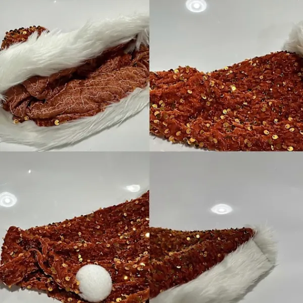 Ljusande Tomteluva - Tomteluva - Vuxen Julhatt - Unisex Sammet Klassisk Tomteluva för Jul Nyår> Huvudbonader