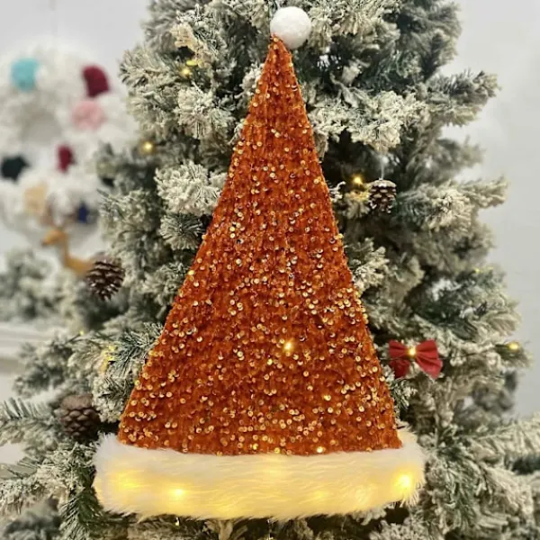 Ljusande Tomteluva - Tomteluva - Vuxen Julhatt - Unisex Sammet Klassisk Tomteluva för Jul Nyår> Huvudbonader