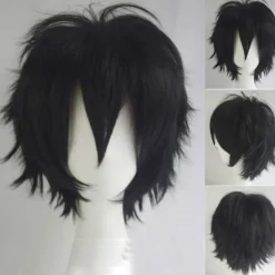 Ljusblå kort peruk, Bob Anime Cosplay lagert rakt hår kostymfest Anime Pixie Fancy Dress för kvinnor män pojkar flickor><noscript><img width=