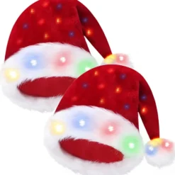 Ljusupplyst Tomteluva, Plyschjulkepsar, Roliga Julkepsar Passar för Vuxna eller Barn> Huvudbonader