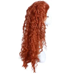 Lång lockig hår orange peruk cosplay röd peruk halloween prinsessa cos><noscript><img width=