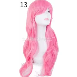 Lång lockig hårtoppar kostym cosplay peruk 70CM långt vågigt hår set peruk Cos Anime peruk (Rosa)> Peruker