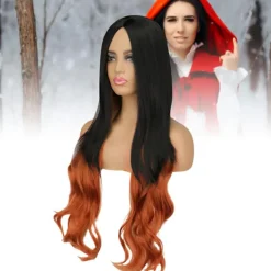 Lång lockig orange peruk för kvinnor för cosplayfester><noscript><img width=