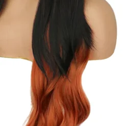 Lång lockig orange peruk för kvinnor för cosplayfester><noscript><img width=