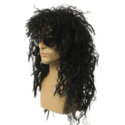 Jettbuying Lång lockig peruk Svart peruk Man Cosplay peruker Puffy Hög fiber För One Size> Peruker