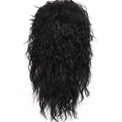 Lång lockig svart 80-talsrocker-peruk för män><noscript><img width=