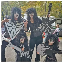 Lång lockig svart 80-talsrocker-peruk för män><noscript><img width=