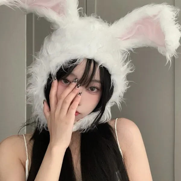 /#/Lång päls kaninöron söt tjej stil huvudbonad varm öronmössa i/#/> Huvudbonader
