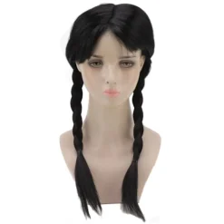 Lång Svart Flätad Peruk för Barn Tonåringar Vuxna Cosplay Halloweenfest 0.2> Peruker