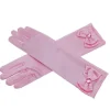 Långa prinsesshandskar för små flickor med rosettdekoration formella satinfesthandskar rosa> Tillbehör