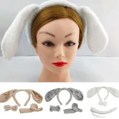 FMYSJ Långa Öron Hund Hårband + Rosett + Svans Set Cosplay Djur Hårband För Fest (FMY)> Tillbehör