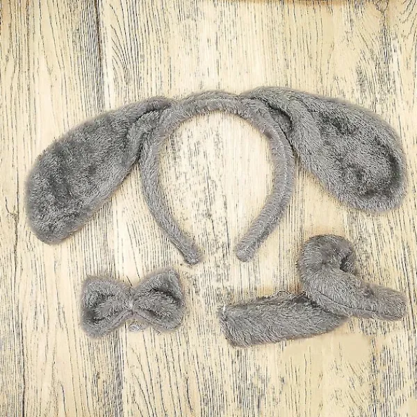 FMYSJ Långa Öron Hund Hårband + Rosett + Svans Set Cosplay Djur Hårband För Fest (FMY)> Tillbehör